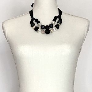 Ann Taylor Factory Black Ribbon Fashion Necklace